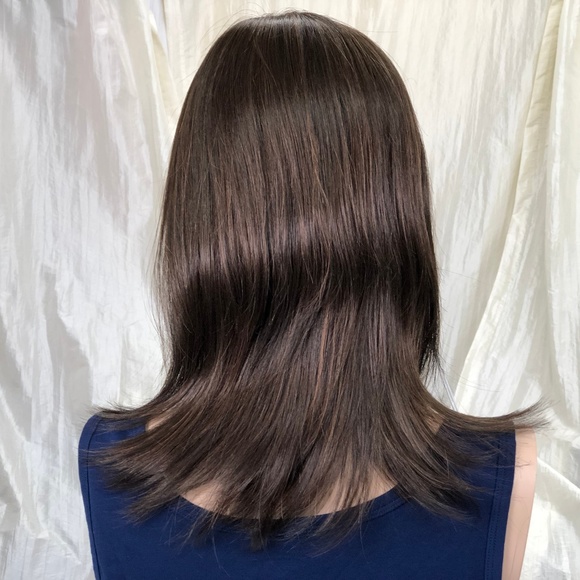 NWT Dark Brown Auburn Layered Shoulder Length Wig - Picture 7 of 8